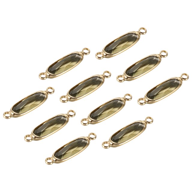 Unique Bargains Birthstone Connector Link, 10Pcs Diamond Clear charm Links, Round Glass Crystal Bead Link, Light Grey