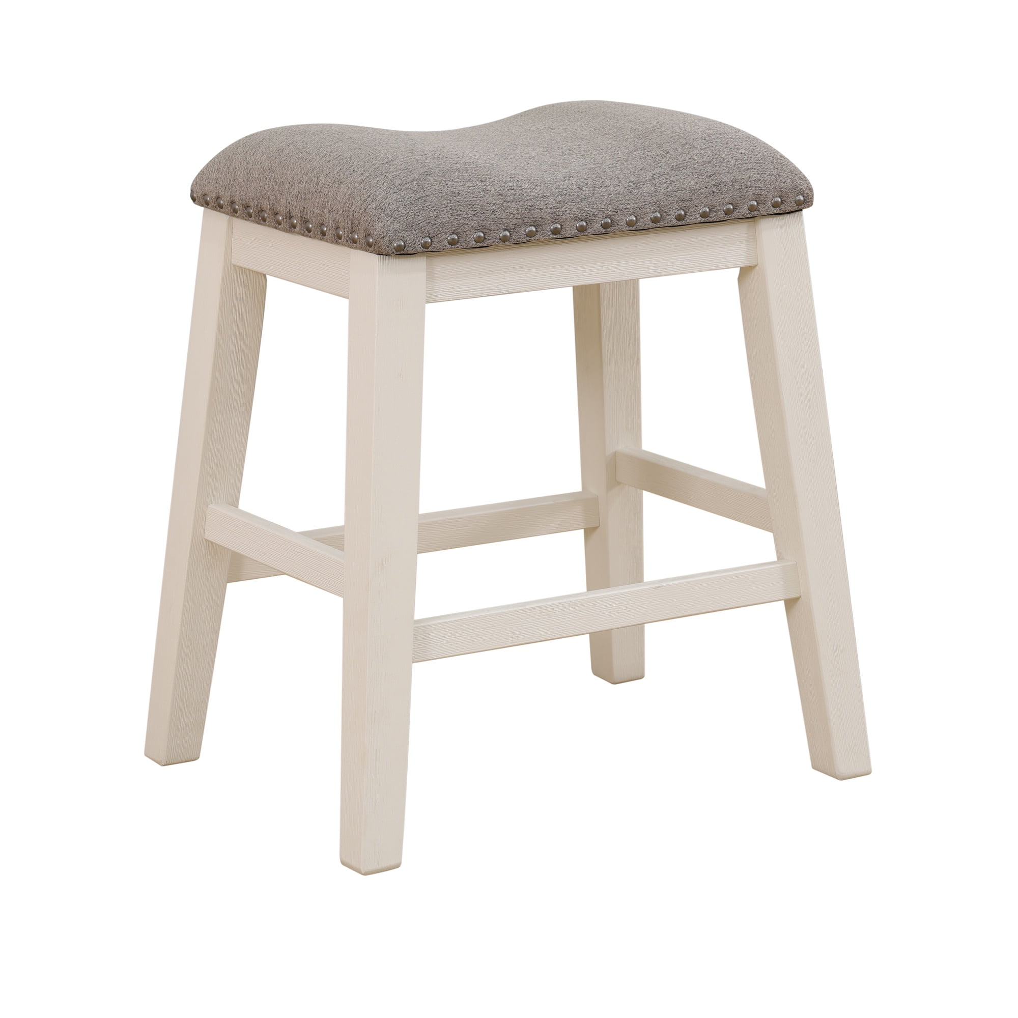 Gewnee Solid Wood 24" Counter Height Bar Stools Saddle Bar Stool,Gray