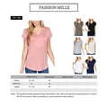 thumbnail image 2 of Women Casual Loose Fit V-Neck Cuff Dolman Sleeve Drop Shoulder Jersey T-shirts Top, 2 of 5