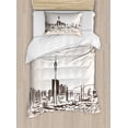 thumbnail image 1 of Las Vegas Duvet Cover Set Twin Size, Sketch Style Landscape Composition of Nevada State City Hand Drawn Illustration, Decorative 2 Piece Bedding Set with 1 Pillow Sham, Beige Black, by Ambesonne, 1 of 3