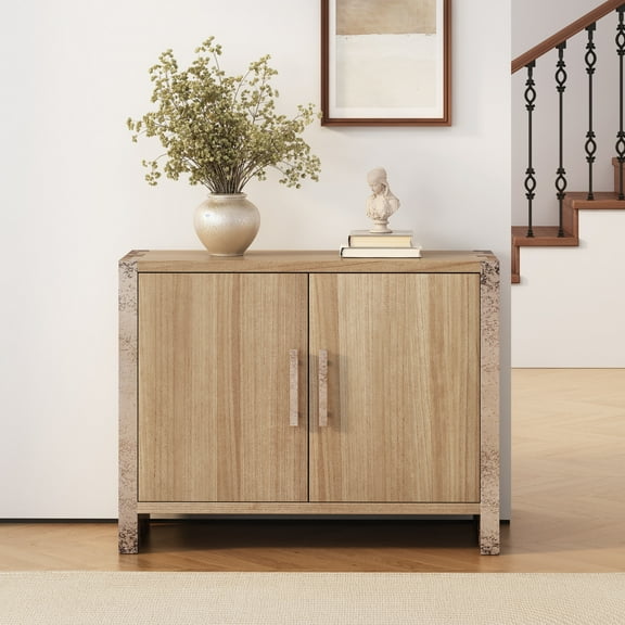 Christopher Knight Home 39.3" Wood Accent Cabinet with Adjustable Shelves, MDF Storage Cabinet Sideboard, Natural Gray