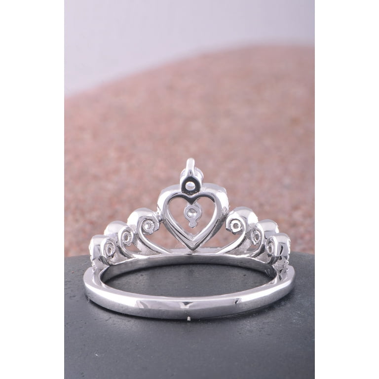 Crown Tiara Ring Design Princess CZ Cubic Zirconia Rhodium Over Sterling Silver Crown Tiara Ring Design Princess CZ Cubic Zirconia Rhodium Over Sterling Silver