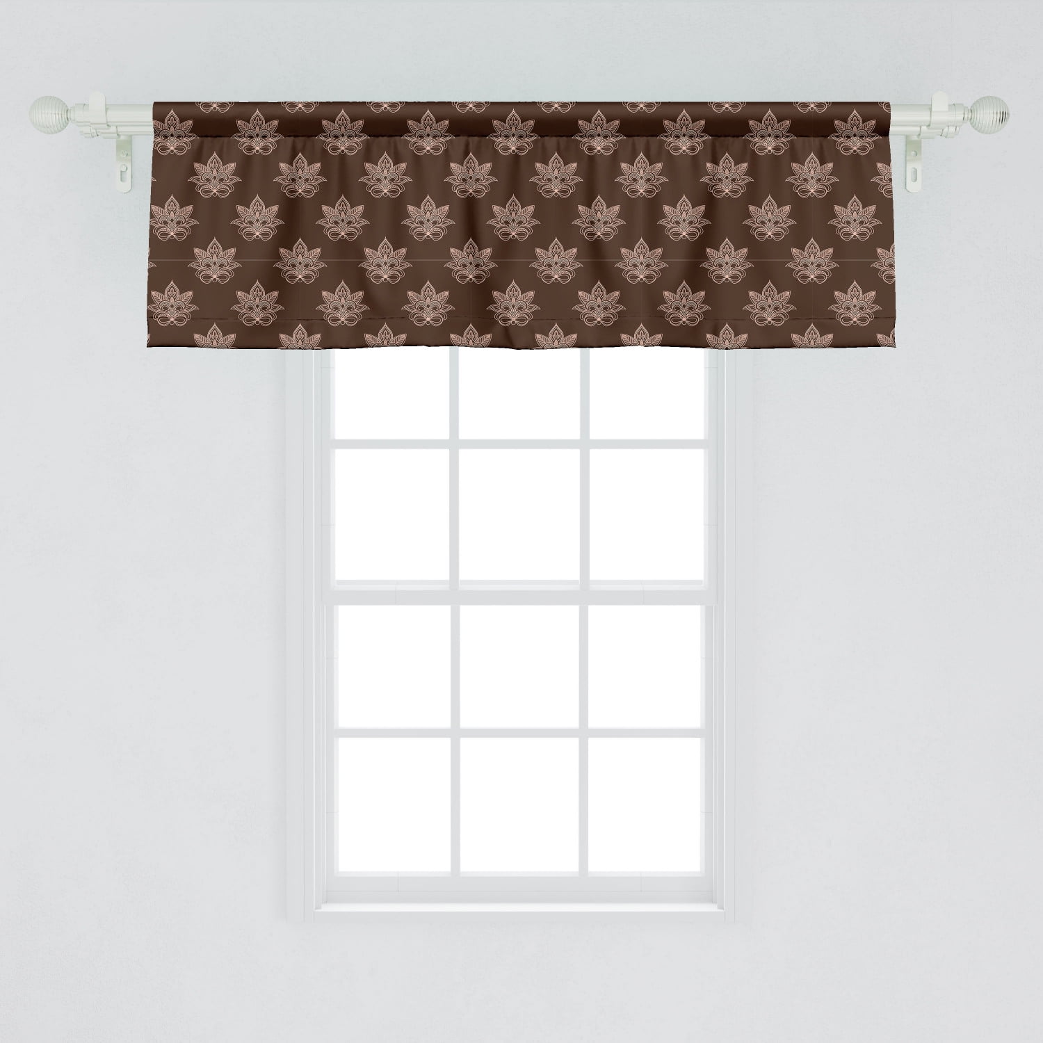 Ambesonne Chocolate Brown Window Valance, Persian Inspirited Oriental