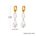thumbnail image 2 of HIJONES Women's Stainless Steel Irregular Imitation Pearl Pendant Dangle Hoop Drop Earrings, 2 of 5