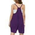thumbnail image 5 of ZACPNCV Girls Sleeveless Jumpsuits V Neck Spaghetti Strap Romper Shorts with Pockets Casual Stretchy Short Overalls for Kids Purple 9-10 Years, 5 of 9