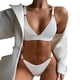 thumbnail image 1 of Traje de baño bikini con tiras y aros acanalados para mujer Traje de baño tipo tanga atrevido, 1 of 5