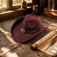 thumbnail image 7 of Cowboy Hat for Men Western Hat for Women Cowboy Felt Hat Adjustable Outdoor Hat with Buckle Belt,One Size, 7 of 7