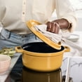 thumbnail image 5 of Staub Cast Iron Round Cocotte, Dutch Oven, 7-quart, serves 7-8, Made in France, Citron, 5 of 12