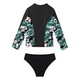 thumbnail image 4 of iixpin Rash Guard Sets for Girls Upf 50+ Long Sleeve Swim Zip Up Coat with Bikini Brief Bathing Suits Black 8, 4 of 5