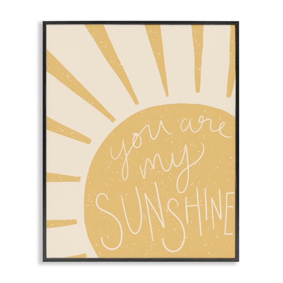 Stupell Industries Modern You Are My Sunshine Simplistic Sun Beam Rays Black Framed Giclee Art, 11 x 14, by Heather McLaughlin