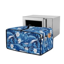 ZIATUBLES Toaster Oven Cover Decorative Kitchen Appliance Dust Cover Stain Resistant Countertop Organizer with Top Handle, Machine Washable, Size L, Dolphin Flower