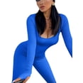 thumbnail image 4 of Women Yoga Jumpsuits Workout Ribbed Long Sleeve Sport Jumpsuits, 4 of 7