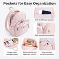 thumbnail image 3 of BAGSMART Small Ita Backpack for Women,Lightweight Mini Backpack,Water-resistant Puffer Daily Backpack Purse Fashion Bookbag, Pink, 3 of 6