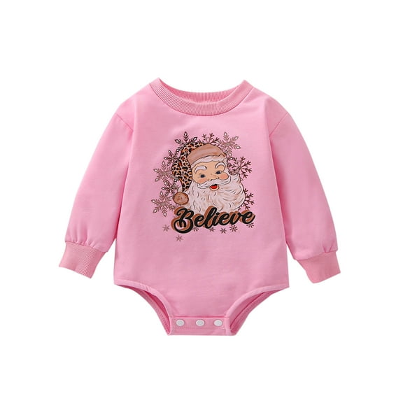 Bagilaanoe Newborn Baby Girl Boy Christmas Romper Sweatshirt Long Sleeve Bodysuit Santa Letter Print Pullover 6M 12M 18M 24M Infant Casual Tee Tops