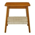 thumbnail image 6 of Hassch 2-Tier Square Side Table with Woven Rattan Shelf, MDF Top and Solid Wood Legs, Mid-Century Modern Accent End Table for Living Room & Bedroom, Walnut, 6 of 7