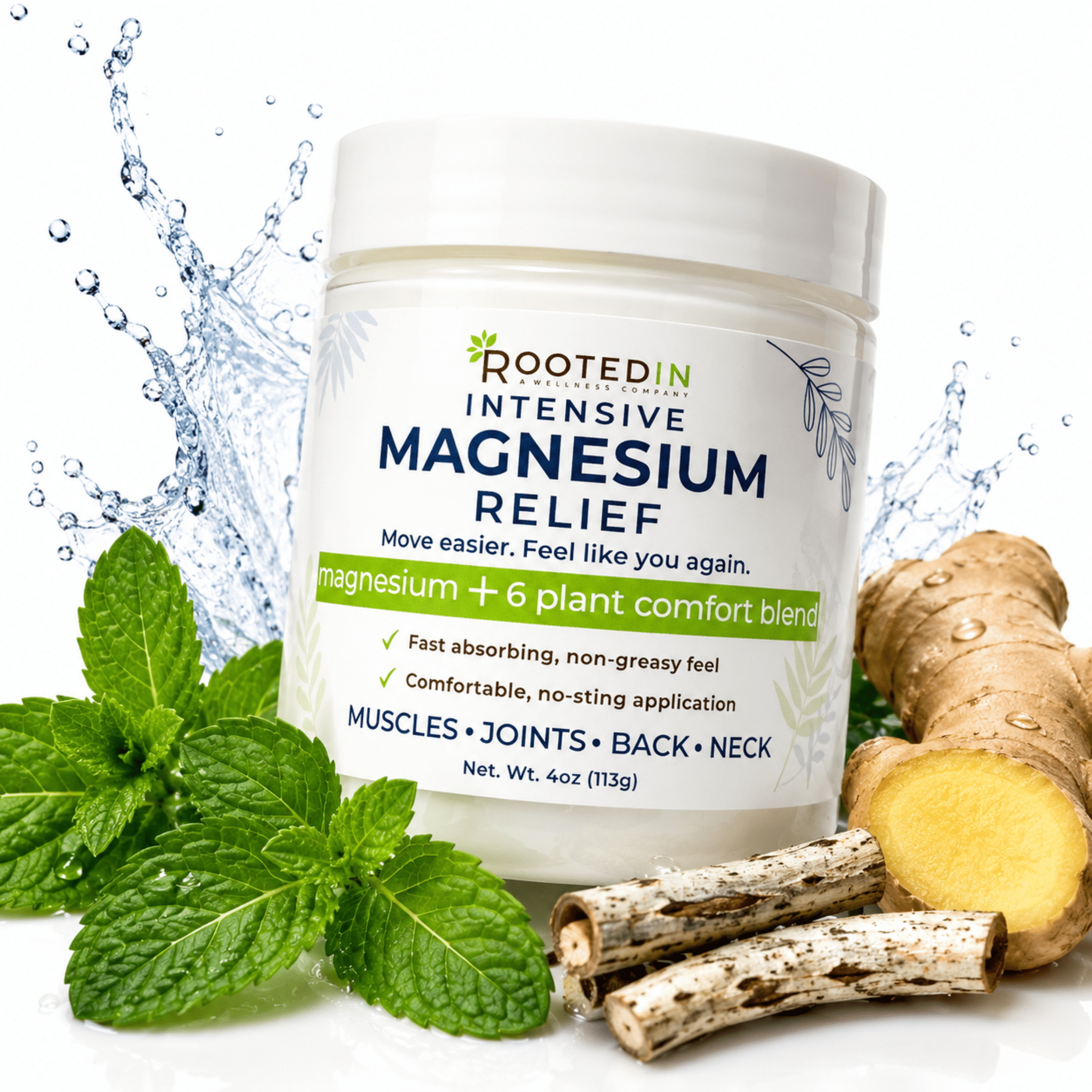 (2 pack) Rooted In Intensive Magnesium Relief Cream for Muscles and Joints, 4 oz
