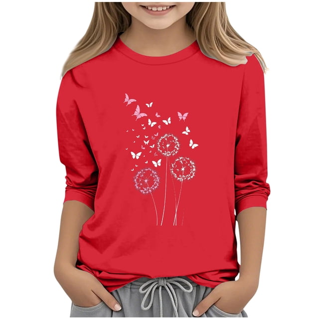 T-Shirt à Manches 3/4 pour Enfants, Hauts Décontractés à Imprimé Cœur pour Filles et Garçons, T-Shirt à Col Rond Doux et Respirant pour Usage Quotidien, Loisirs à la Maison et Jeux Extérieurs, Sport Doux, Entretien Facile