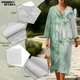 thumbnail image 5 of COEQINE Tunic Dress for Women, Retro Boho V Neck 3/4 Sleeve Oriental Everyday Dress Linen-Look Midi Calf Length Oversized Sundress with Plus Size, Size 3XL, Light Green Bemboo Print, 5 of 6