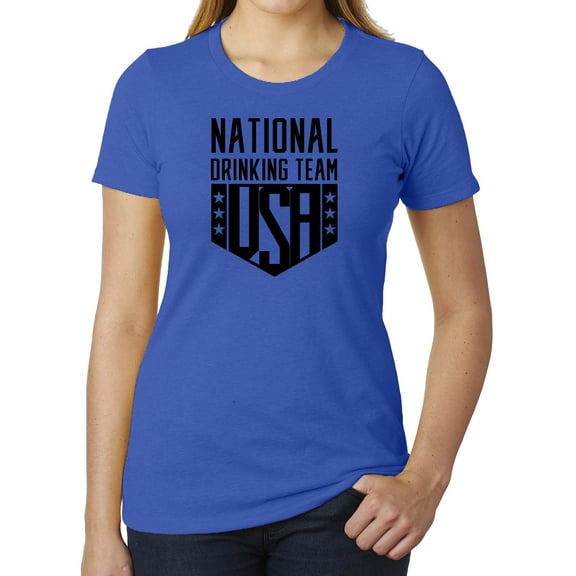 USA National Drinking Team, Funny Beer Shirts, Women's Graphic T-shirts - Royal MH200WPATRIOT S13 XS