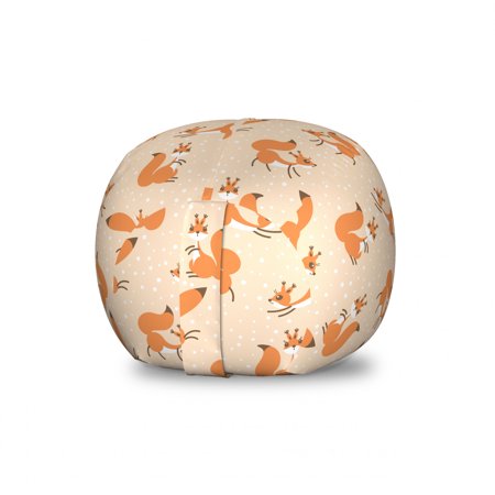 Squirrel Storage Toy Bag Chair  Little Squirrels Under Snowfall Fluffy Rodent Wildlife Winter Time  Stuffed Animal Organizer Washable Bag  Large Size  Peach Orange Brown  by Ambesonne