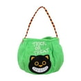 thumbnail image 2 of Plush Halloween Trick Or Treat Bags - Kids' Candy Baskets with Cute Designs for Halloween Celebrations （Green）, 2 of 3
