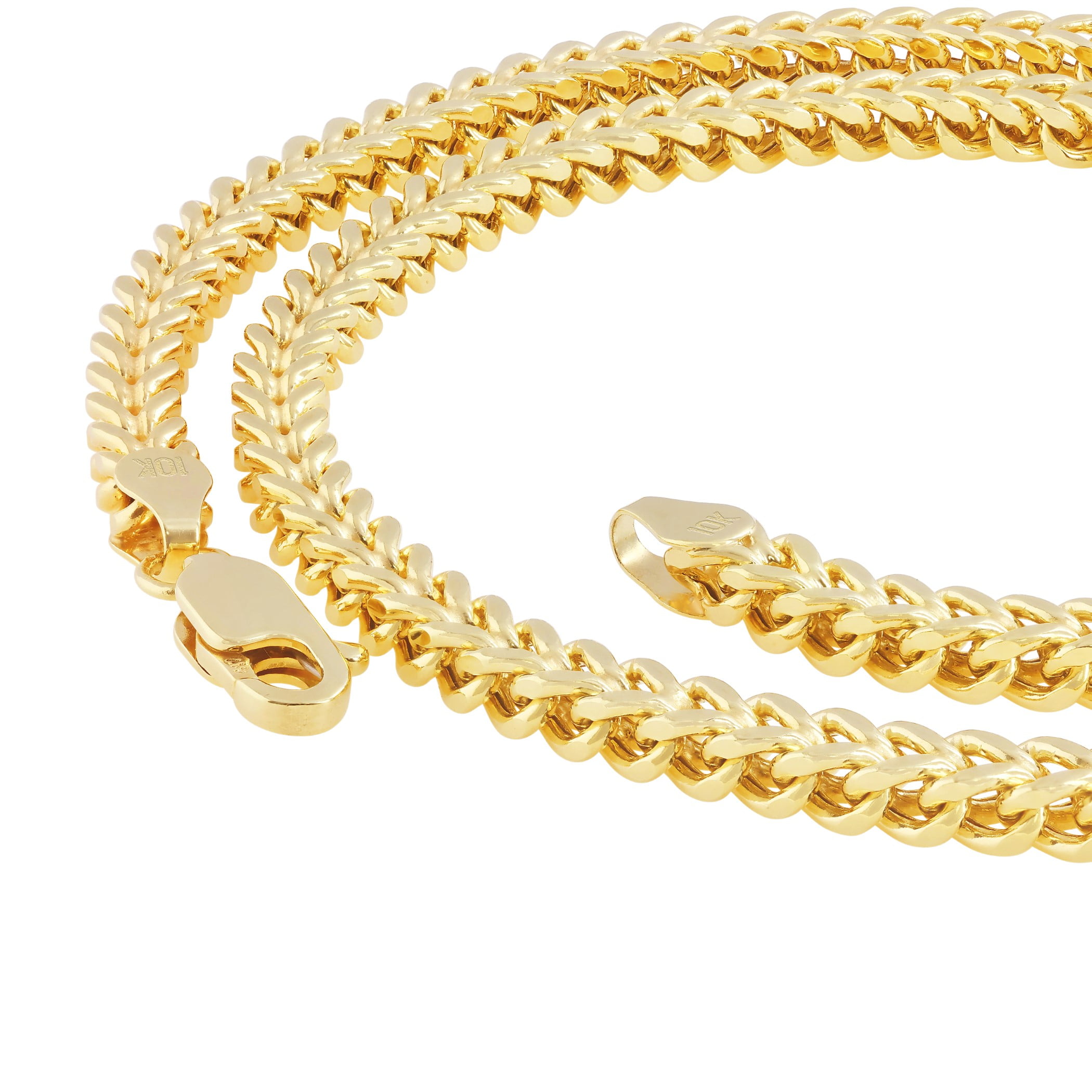 Nuragold 10k Real Yellow Gold Franco Square 4mm Box Chain Wheat Chain Bracelet (7"-9") Italian Jewelry for Men