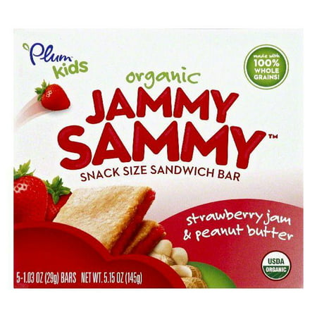 Plum Strawberry Jam & Peanut Butter Jammy Sammy Snack Size Sandwich Bar, 5 ea (Pack of