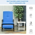 thumbnail image 6 of Outsunny Outdoor Recliner Chair, Reclining Patio Lounge Chair with Comfy Cushions, Footrest, Armrests, PE Wicker for Balcony, Porch, Blue, 6 of 9