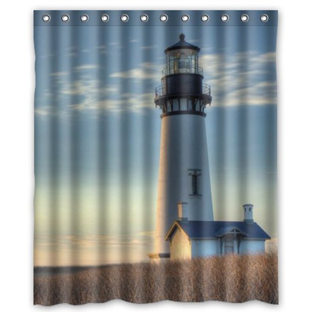 HelloDecor Autumn Lighthouse Shower Curtain Polyester Fabric Bathroom
