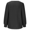 thumbnail image 6 of Eyelet Lace Sweatshirts for Women Long Puff Sleeve Crew Neck Tunic Tops Fall Fashion Trendy Solid Color Loose Casual Blouses, 6 of 6