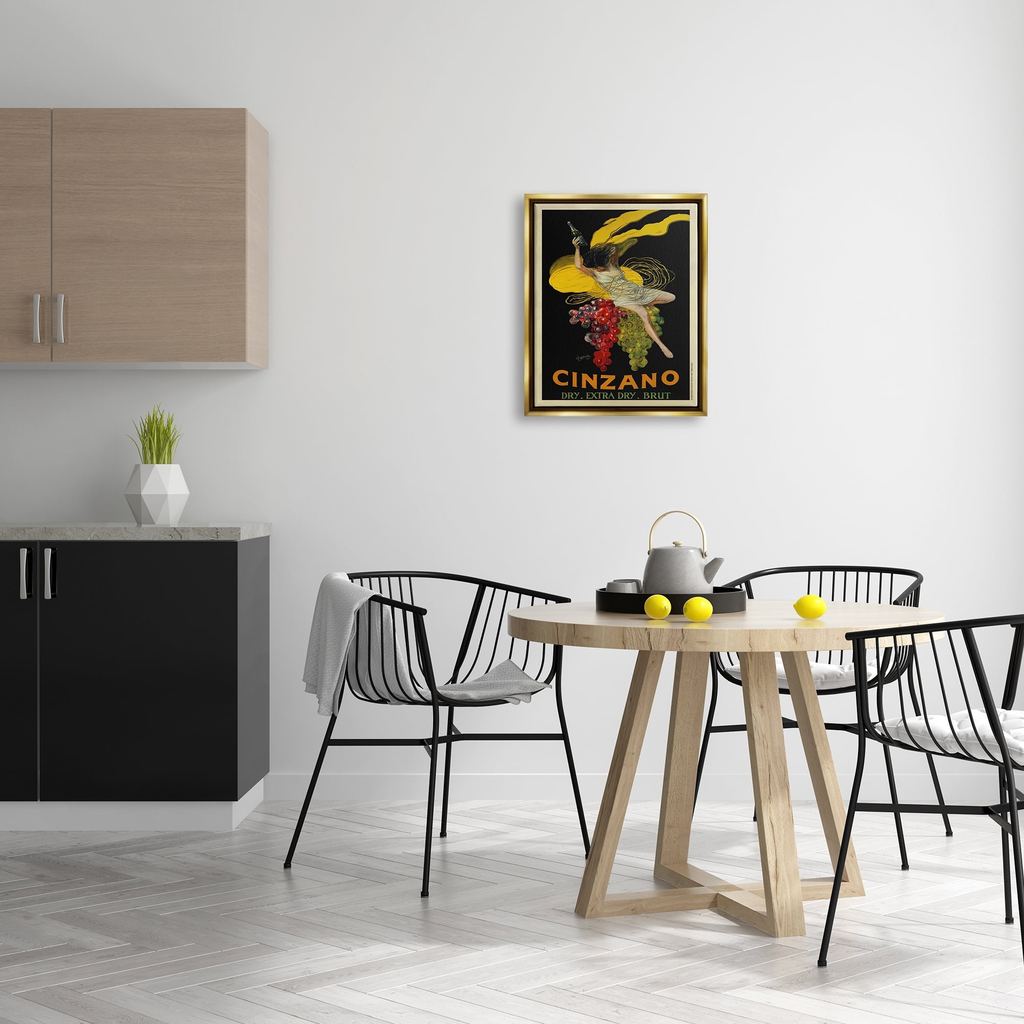 Stupell Industries Cinzano Vintage Poster Wine Design Metallic Gold Framed Floating Canvas Wall Art, 16x20, by Marcello Dudovich