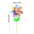 thumbnail image 2 of 2 Pack Colorful Flower Pinwheels Wind Spinners Outdoor, 11 Inch Floral Garden Pinwheels with Wooden Stake, Decorative Pinwheels for Yard and Lawn Party Outdoor Ornament, 2 of 6