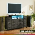 thumbnail image 5 of EnHomee 55" W Black Dressers for Bedroom with LED Lights & Charging Station 12 Drawer Fabric Dressers,11.8"D x 33.5"H, 5 of 8