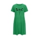 thumbnail image 4 of Camisón corto de talla grande para mujer, camisón de manga corta con estampado de pecho a la moda, camisón para mujer, 4 of 6