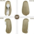 thumbnail image 5 of 24 Inch Long Straight Wigs for Women Blonde Wig with Bangs Synthetic Fiber, 5 of 6