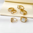 thumbnail image 4 of Anillo de concha de madre ovalada pequeña en forma de D, cuadrado, rectangular, con forma de corazón de melocotón y doble amor abierto, 4 of 6