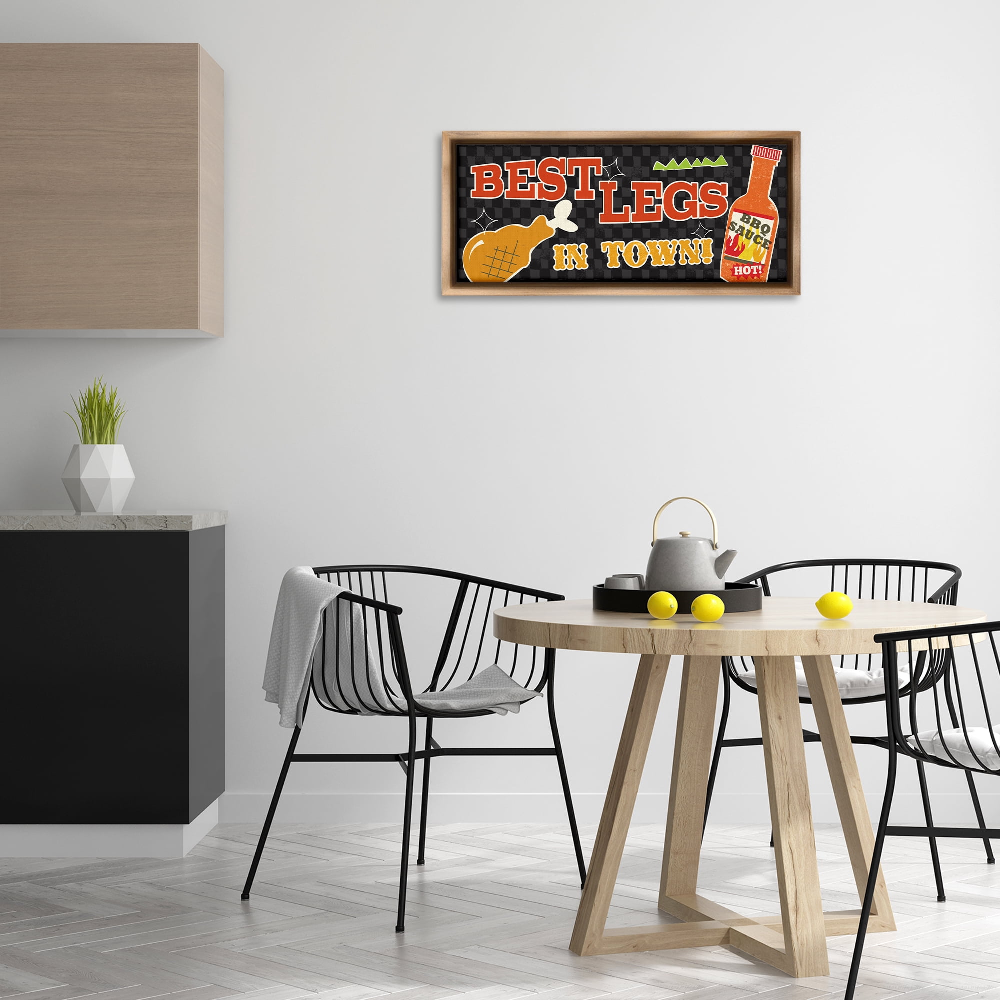 Stupell Industries Best Legs in Town Food & Beverage Painting Brown Floater Framed Canvas Art Print Wall Art, 31 x 14