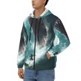 thumbnail image 3 of Wukai Surfing Shark Print Men's Zip-Up Hoodie,Fleece Full-Zip Hoodie for Men, Hooded Sweatshirt-3X-Large, 3 of 5