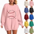 thumbnail image 2 of Godom Football Sweatshirts for Women Graphic Sweatshirt Long Sleeve Crewneck Pullover Tops Baseball Sweatshirt, 2 of 7