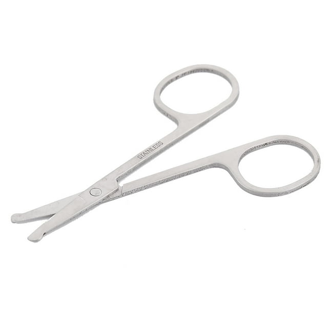 Unique Bargains Stainless Steel Round Tip Facial Mustache Nose Hair Scissor Cutter Trimmer