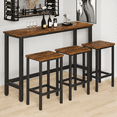 thumbnail image 2 of Small Kitchen Table Set for 3, Modern Dining Room Table Set with 3 Stools, Extra Long Bar Table Set, Wooden Pub Table, and Chairs Set, Saving Space Patio Restaurant Bistro Table Set, Brown, 2 of 9