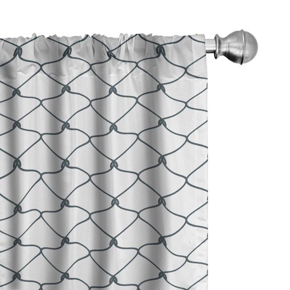Ambesonne Antique Curtains, Curvy Wavy Shapes, Pair of 28"x84", Slate Blue and White