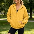 thumbnail image 4 of Stamzod Fall Fashion Clothing Zip Up Hoodie Women Drop Shoulder Long Sleeve Hooded Sweatshirt Casual Loose Hoodies Jackets Yellow-4 M, 4 of 9
