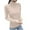 Beige, variant on Women's Casual Turtleneck Long Sleeve T-Shirts Winter Warm Undershirts Solid Color Slim Blouses Thermal Tops