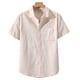 thumbnail image 3 of Camisas de Manga Corta de los Hombres Casual Color Sólido Top de Verano con Solapa, Cómoda Blusa de Nylon de Ajuste Suelto, Uso Diario, 3 of 6