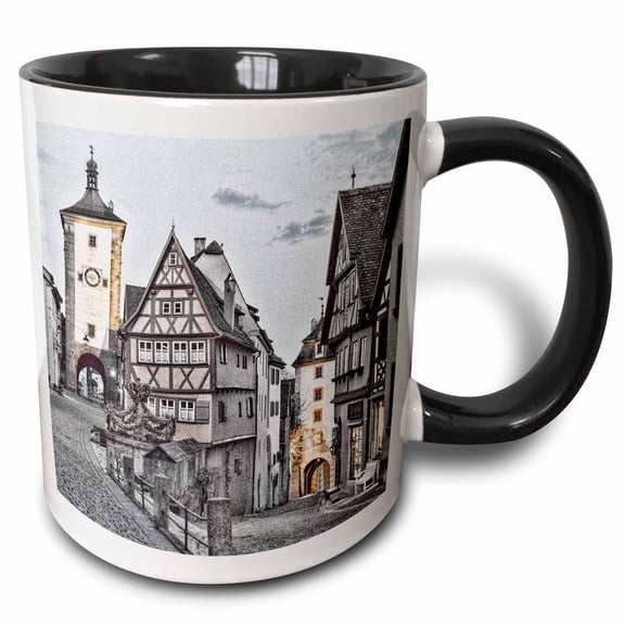 3drose, Germany, Rothenburg Ob Der Tauber, Ploenlein Triangular Place., 11oz Two-tone Black Mug