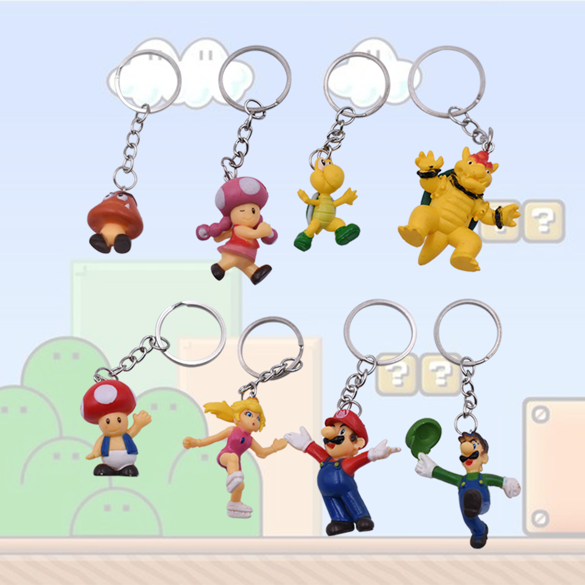 Set of 2 Mario Bros Video Game Acrylic Keychain Mario Luigi 
