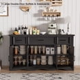 thumbnail image 3 of Buffet Cabinet with Drawers, 56" Large Sideboard Buffet Storage Cabinet with Shelves and Doors, Wave Base Design, Multi-Purpose Buffet Table with Charging Station for Living Room,Dining Room,Black, 3 of 8