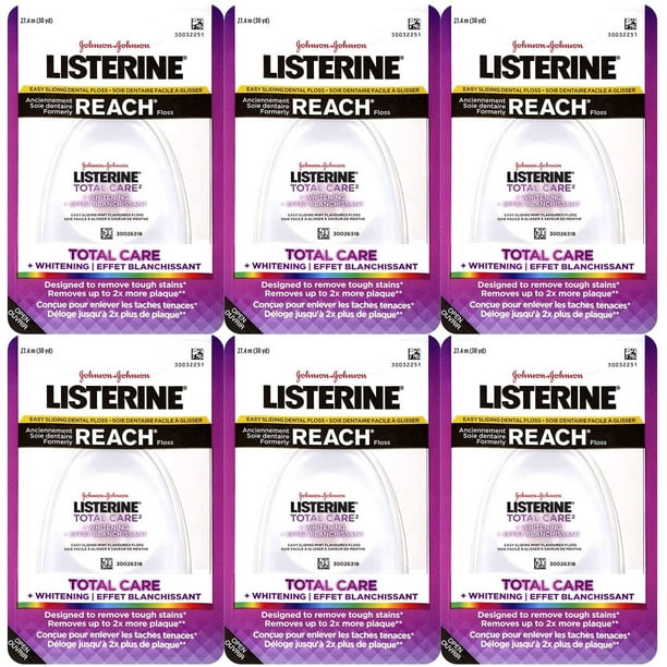 Listerine Total Care Whitening Dental Floss, 30 Yards Pack of 6
