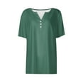 thumbnail image 4 of WIZUTIZ Tops Women's Clearance Sales Flowy Summer-Beach Lightweight Shirts Solid Elegant Ladies Tshirts Fluffy Short Sleeve Tee Fashion Sports Tops Tshirt Athletic Vintage V-Neck T-shirt Blouse Gr, 4 of 4